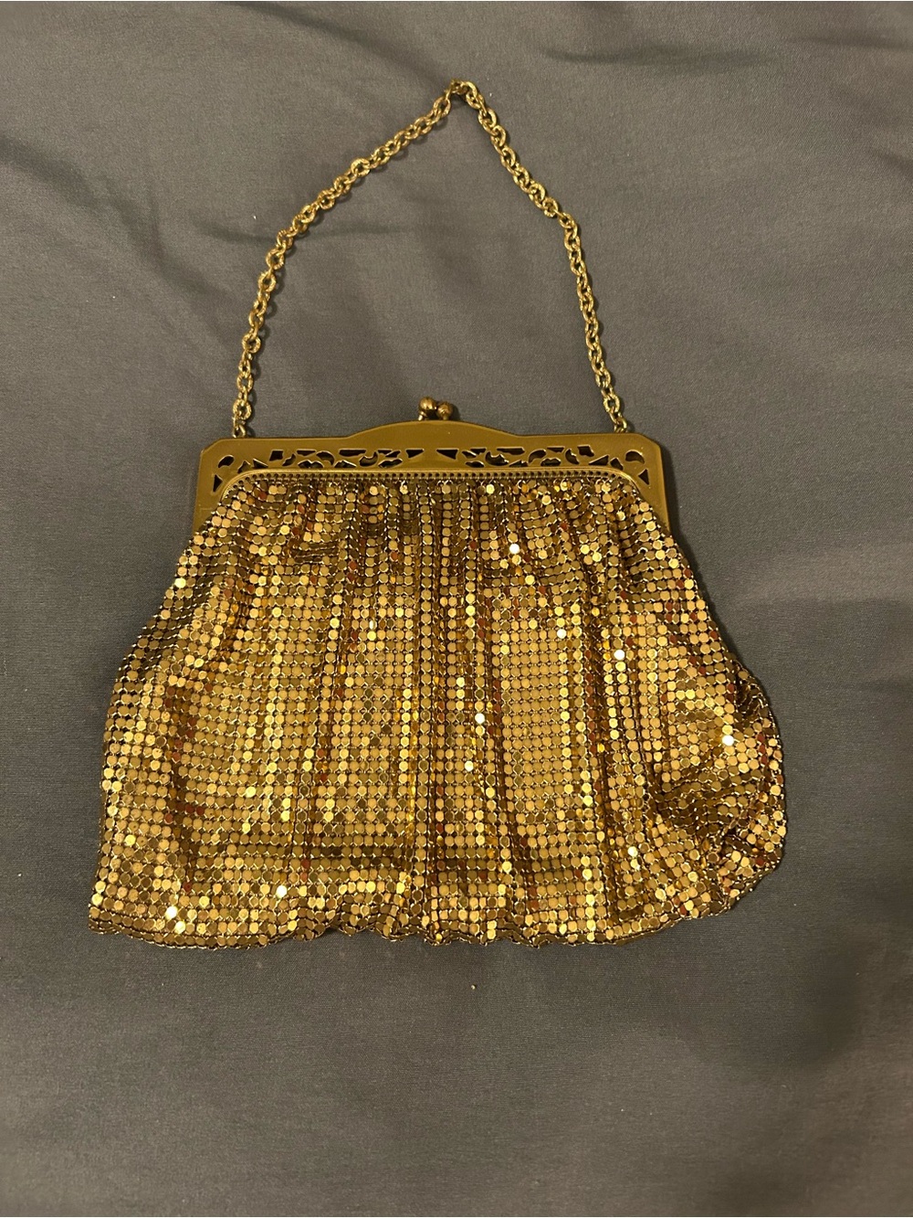 Gold Sequin Evening Chain Bag